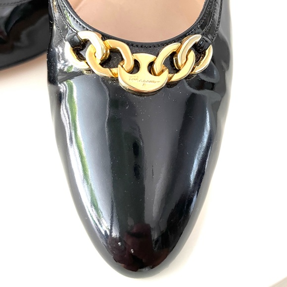 Ferragamo Black Patent Leather Heels 8.5 narrow - Picture 4 of 7